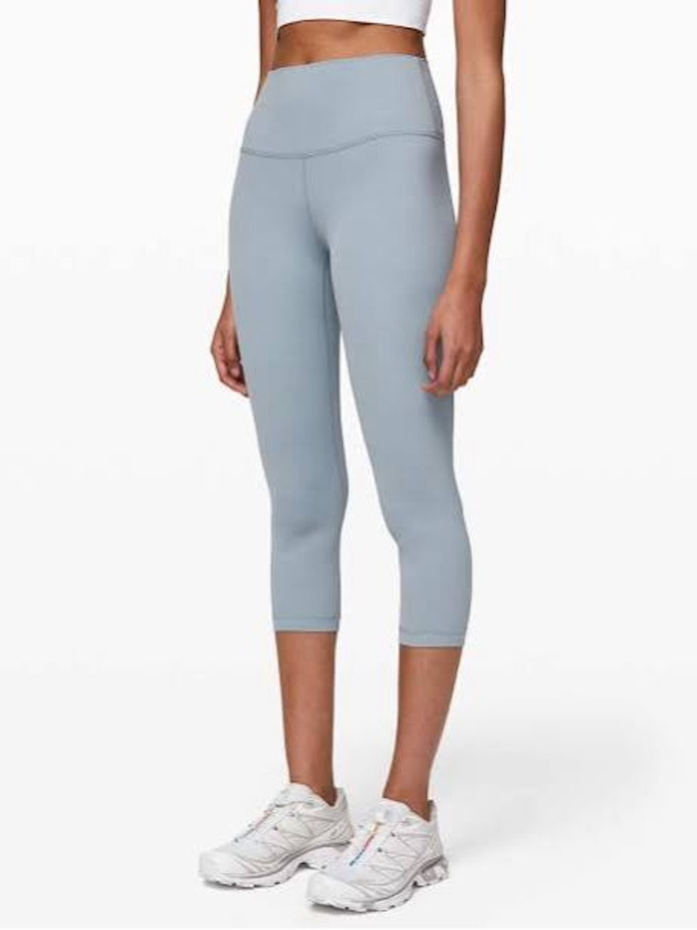 Lululemon Align High-Rise Crop Leggings Light Blue Chambray Nulu Size 10 EUC